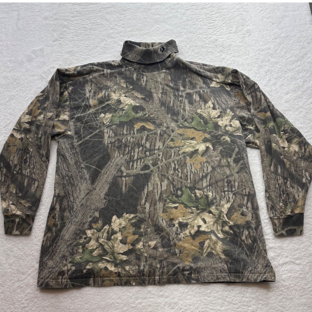 Mossy Oak Camo Turtleneck Shirt Mens 3XL Break-Up Pattern Cotton USA Made 7591